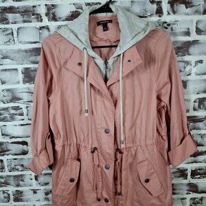 Torrid 00 Pink Jacket Grey Hoodie Double Layer Roll Sleeves